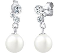 Elli Paar Ohrhänger »Perlen Kristalle Elegant 925 Silber«, weiß