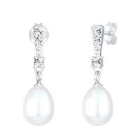 Paar Ohrstecker ELLI "Schmuck Geschenk Silber 925 Ohrringe", silber (silberfarben, kristallweiß, kristallweiß), Ohrringe, Damen, 8mm, Perlen Silber 925 (Sterlingsilber), Perlen, Silber 925 (Sterlingsi