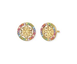 Paar Ohrstecker ENGELSRUFER "Lebensblume", bunt (gelbgoldfarben, gelb, grün, blau, rot, orange, rosa, lila, gelb, grün, blau, rot, orange, rosa, lila), Ohrringe, Damen, 10mm, Silber 925 (Sterlingsilbe