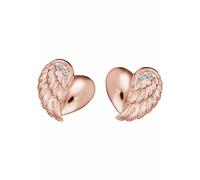 Engelsrufer Ohrstecker Herzflügel mit 3 weißen synth. Zirkonia 925er-Sterlingsilber rosé-vergoldet 9mm