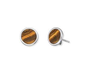 Paar Ohrstecker ENGELSRUFER "POWERFUL STONE TIGERAUGE", braun (silberfarben, braun, braun), Ohrringe, Damen, 10mm, Silber 925 (Sterlingsilber), mit Tigerauge (23431337-0) silberfarben, braun, braun