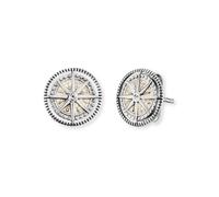 Paar Ohrstecker ENGELSRUFER "Windrose", weiß (silberfarben, perlmuttfarben, weiß, kristallweiß), Ohrringe, Damen, 11mm, Silber 925 (Sterlingsilber), mit Emaille - mit Zirkonia (synth.) (96298027-0) si