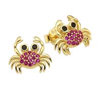 Paar Ohrstecker FIRETTI "Krabben-Desgin Silber gelbgoldfarben vergoldet", gelbgoldfarben, rot, schwarz, rot, schwarz, Ohrringe, Damen, Silber 925 (Sterlingsilber), mit Zirkonia (synth.) (79360333-0) g