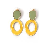 Paar Ohrstecker FIRETTI "Retro Design, trendig, mehrfarbig", bunt (gelbgoldfarben, grün, gelb), Ohrringe, Damen, Metall, mit Emaille (99692805-0) gelbgoldfarben, grün, gelb