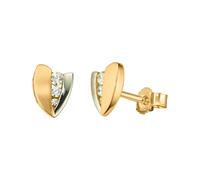 Paar Ohrstecker FIRETTI "Schmuck Geschenk Gold 333 Ohrschmuck bicolor", gelbgoldfarben, weißgoldfarben, kristallweiß, kristallweiß, Ohrringe, Damen, Gelbgold 333, mit Zirkonia (synth.) (50660605-0) ge