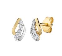 Paar Ohrstecker FIRETTI "Schmuck Geschenk Gold 333 Ohrschmuck Ohrringe bicolor", gelbgoldfarben, weißgoldfarben, kristallweiß, kristallweiß, Ohrringe, Damen, Gelbgold 333, mit Zirkonia (synth.) (22756