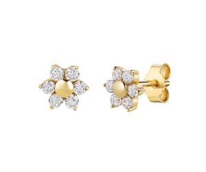 Paar Ohrstecker FIRETTI "Schmuck Geschenk Gold 333 Ohrschmuck Ohrringe Blume", gelbgoldfarben, kristallweiß, kristallweiß, Ohrringe, Damen, 7mm, Gelbgold 333, mit Zirkonia (synth.) (21827420-0) gelbgo
