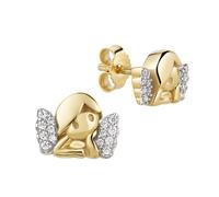 Paar Ohrstecker FIRETTI "Schmuck Geschenk Gold 333 Ohrschmuck Ohrringe Engel", gelbgoldfarben, weißgoldfarben, kristallweiß, kristallweiß, Ohrringe, Damen, Gelbgold 333, mit Zirkonia (synth.) (8569120