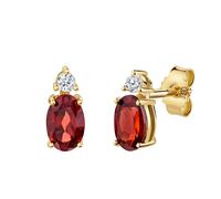 Paar Ohrstecker FIRETTI "Schmuck Geschenk Gold 333 Ohrschmuck Ohrringe", gelbgoldfarben, rot, kristallweiß, rot, kristallweiß, Ohrringe, Damen, Gelbgold 333, mit Granat, Zirkonia (synth.) (54310762-0)