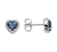 Paar Ohrstecker FIRETTI "Schmuck Geschenk Gold 333 Ohrschmuck Ohrringe Herz", weißgoldfarben, hellblau, hellblau, Ohrringe, Damen, 0,1 P2 = erkennbare Einschlüsse, Diamanten Weißgold 333, Diamanten, W
