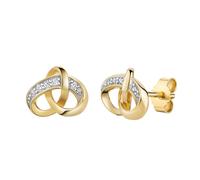 Paar Ohrstecker FIRETTI "Schmuck Geschenk Gold 333 Ohrschmuck Ohrringe Infinity Optik", gelbgoldfarben, weißgoldfarben, kristallweiß, kristallweiß, Ohrringe, Damen, Gelbgold 333, Paar Ohrstecker, mit