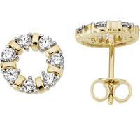 Paar Ohrstecker FIRETTI "Schmuck Geschenk Gold 333 Ohrschmuck Ohrringe Kreis rund bicolor", gelb (gelbgoldfarben, weißgoldfarben, kristallweiß, kristallweiß), Ohrringe, Damen, 9,9mm, Gelbgold 333, mit