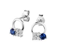 Paar Ohrstecker FIRETTI "Schmuck Geschenk Gold 333 Ohrschmuck Ohrringe Kreis", weißgoldfarben, kristallweiß, dunkelblau, kristallweiß, dunkelblau, Ohrringe, Damen, Weißgold 333, mit Saphir, Zirkonia (