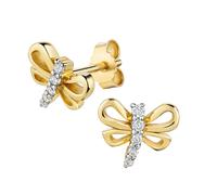 Paar Ohrstecker FIRETTI "Schmuck Geschenk Gold 333 Ohrschmuck Ohrringe Schmetterling", gelbgoldfarben, weißgoldfarben, kristallweiß, kristallweiß, Ohrringe, Damen, Gelbgold 333, mit Zirkonia (synth.) 