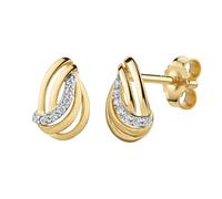 Paar Ohrstecker FIRETTI "Schmuck Geschenk Gold 333 Ohrschmuck Ohrringe Welle bicolor", gelbgoldfarben, weißgoldfarben, kristallweiß, kristallweiß, Ohrringe, Damen, Gelbgold 333, mit Zirkonia (synth.)