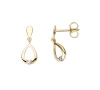 Paar Ohrstecker FIRETTI "Schmuck Geschenk Gold 333 Ohrschmuck Tropfenform", weiß (gelbgoldfarben, weißgoldfarben, weiß), Ohrringe, Damen, 0,03 P2 = erkennbare Einschlüsse, Diamanten Gelbgold 333, Diam