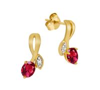 Paar Ohrstecker FIRETTI "Schmuck Geschenk Gold 375 Ohrschmuck Farbstein Edelstein Rubin", rot (gelbgoldfarben, silberfarben, rot, kristallweiß, rot, kristallweiß), Ohrringe, Damen, Gelbgold 375, mit R