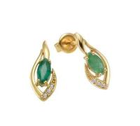 Paar Ohrstecker FIRETTI "Schmuck Geschenk Gold 375 Ohrschmuck Farbstein Edelstein Smaragd", grün (gelbgoldfarben, kristallweiß, grün, kristallweiß, grün), Ohrringe, Damen, Gelbgold 375, mit Smaragd, W