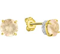 Paar Ohrstecker FIRETTI "Schmuck Geschenk Gold 375 Ohrschmuck Ohrringe bicolor", rosa (gelbgoldfarben, weißgoldfarben, kristallweiß, rosa, kristallweiß, rosa), Ohrringe, Damen, 7mm, Gelbgold 375, mit