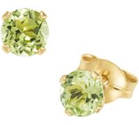 Paar Ohrstecker FIRETTI "Schmuck Geschenk Gold 375 Ohrschmuck Ohrringe Edelstein Krappenfassung", gold (gelbgoldfarben, grün, grün), Ohrringe, Damen, 4,7mm, Gelbgold 375, mit Blautopas, Citrin oder Pe