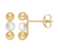 Paar Ohrstecker FIRETTI "Schmuck Geschenk Gold 375 Ohrschmuck Ohrringe", gelbgoldfarben, weiß, Ohrringe, Damen, 4mm, Gelbgold 375 Perlen, Gelbgold 375, Perlen, mit Süßwasserzuchtperle (60311109-0) gel
