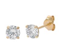 Paar Ohrstecker FIRETTI "Schmuck Geschenk Gold 375 Ohrschmuck Ohrringe Solitär" Gr. 4, gelbgoldfarben, kristallweiß, kristallweiß, Ohrringe, Damen, 4, Gelbgold 375 (81007142-4) gelbgoldfarben, kristal