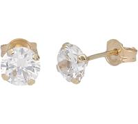 Paar Ohrstecker FIRETTI "Schmuck Geschenk Gold 375 Ohrschmuck Ohrringe Solitär Krappenfassung" Gr. 2,5, gold (gelbgoldfarben, kristallweiß, kristallweiß), Ohrringe, Damen, 2,5, Gelbgold 375, mit Zirko