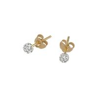 Paar Ohrstecker FIRETTI "Schmuck Geschenk Gold 375 Ohrschmuck rund", gold (gelbgoldfarben, weiß), Ohrringe, Damen, 4mm, Gelbgold 375, mit Kristallstein (570971-0) gelbgoldfarben, weiß