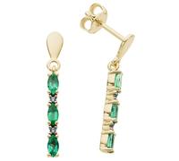 Paar Ohrstecker FIRETTI "Schmuck Geschenk Gold 585 Ohrschmuck Farbstein Edelstein Smaragd", grün (gelbgoldfarben, weißgoldfarben, grün, grün), Ohrringe, Damen, 0,02 P2 = erkennbare Einschlüsse, Diaman