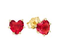 Paar Ohrstecker FIRETTI "Schmuck Geschenk Ohrschmuck in Herzform mit Glasstein", gelbgoldfarben, rot, rot, Ohrringe, Damen, Silber 925 (Sterlingsilber), mit Glasstein (16381464-0) gelbgoldfarben, rot,