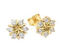 Paar Ohrstecker FIRETTI "Schmuck Geschenk Ohrstecker Blüten-Optik", gelbgoldfarben, kristallweiß, kristallweiß, Ohrringe, Damen, 8,2mm, Silber 925 (Sterlingsilber), mit Zirkonia (synth.) (27782328-0) 