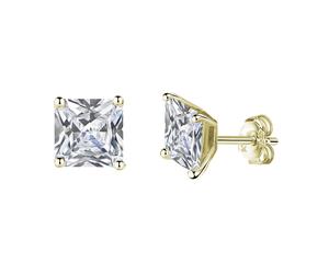 Paar Ohrstecker FIRETTI "Schmuck Geschenk Silber 925 Ohrringe Prinzessschliff", gelbgoldfarben, kristallweiß, kristallweiß, Ohrringe, Damen, Silber 925 (Sterlingsilber), Made in Germany - mit Zirkonia