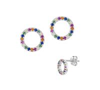 Paar Ohrstecker FIRETTI "Schmuck Geschenk Silber 925 Ohrschmuc Glitzer Regenbogen", bunt (silberfarben, blau, grün, gelb, rot, orange, blau, grün, gelb, rot, orange), Ohrringe, Damen, 9,5mm, Silber 92