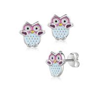 Paar Ohrstecker FIRETTI "Schmuck Geschenk Silber 925 Ohrschmuck Eule", bunt (silberfarben, hellblau, rosa, violett, gelb, weiß), Ohrringe, Mädchen, Silber 925 (Sterlingsilber), Made in Germany (456628