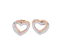Paar Ohrstecker FIRETTI "Schmuck Geschenk Silber 925 Ohrschmuck Herz "LIEBE", rosa (silberfarben, roségoldfarben, kristallweiß, kristallweiß), Ohrringe, Damen, Silber 925 (Sterlingsilber), mit Zirkoni