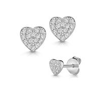 Paar Ohrstecker FIRETTI "Schmuck Geschenk Silber 925 Ohrschmuck Herz", silber (silberfarben, kristallweiß, kristallweiß), Ohrringe, Damen, Silber 925 (Sterlingsilber), Made in Germany - mit Zirkonia (