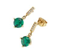 Paar Ohrstecker FIRETTI "Schmuck Geschenk Silber 925 Ohrschmuck Ohrringe", gelbgoldfarben, kristallweiß, grün, kristallweiß, grün, Ohrringe, Damen, Silber 925 (Sterlingsilber), mit Zirkonia (synth.),