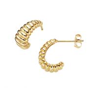 Paar Ohrstecker FIRETTI "Schmuck Geschenk Silber 925 Ohrschmuck Ohrringe geriffelt", gelbgoldfarben, Ohrringe, Damen, Silber 925 (Sterlingsilber) (31124500-0) gelbgoldfarben