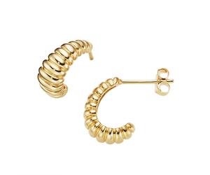 Paar Ohrstecker FIRETTI "Schmuck Geschenk Silber 925 Ohrschmuck Ohrringe geriffelt", gelbgoldfarben, Ohrringe, Damen, Silber 925 (Sterlingsilber) (31124500-0) gelbgoldfarben