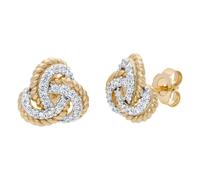 Paar Ohrstecker FIRETTI "Schmuck Geschenk Silber 925 Ohrschmuck Ohrringe Knoten", gelbgoldfarben, silberfarben, kristallweiß, kristallweiß, Ohrringe, Damen, Silber 925 (Sterlingsilber), mit Zirkonia (