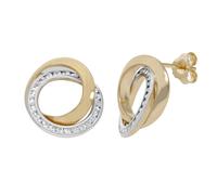 Paar Ohrstecker FIRETTI "Schmuck Geschenk Silber 925 Ohrschmuck Ohrringe Kreis rund", gelbgoldfarben, silberfarben, kristallweiß, kristallweiß, Ohrringe, Damen, Silber 925 (Sterlingsilber), mit Zirkon