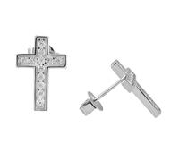 Paar Ohrstecker FIRETTI "Schmuck Geschenk Silber 925 Ohrschmuck Ohrringe Kreuz", silberfarben, kristallweiß, kristallweiß, Ohrringe, Damen, Silber 925 (Sterlingsilber), mit Zirkonia (synth.) (38891404