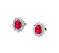 Paar Ohrstecker FIRETTI "Schmuck Geschenk Silber 925 Ohrschmuck Ohrringe Lady D Diana Royal", rot (silberfarben, rubellitrosa, kristallweiß, rubellitrosa, kristallweiß), Ohrringe, Damen, Silber 925 (S