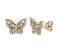 Paar Ohrstecker FIRETTI "Schmuck Geschenk Silber 925 Ohrschmuck Ohrringe Schmetterling", gelbgoldfarben, kristallweiß, kristallweiß, Ohrringe, Damen, Silber 925 (Sterlingsilber), mit Zirkonia (synth.)