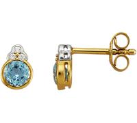 Paar Ohrstecker FIRETTI "Schmuck Geschenk Silber 925 Ohrschmuck Ohrringe Tropfen", blau (gelbgoldfarben, silberfarben, hellblau, kristallweiß, hellblau, kristallweiß), Ohrringe, Damen, Silber 925 (Ste