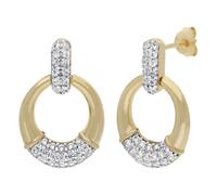 Paar Ohrstecker FIRETTI "Schmuck Geschenk Silber 925 Ohrschmuck Ohrringe Türklopfer bicolor", gelbgoldfarben, silberfarben, kristallweiß, kristallweiß, Ohrringe, Damen, Silber 925 (Sterlingsilber), mi