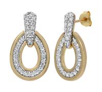 Paar Ohrstecker FIRETTI "Schmuck Geschenk Silber 925 Ohrschmuck Ohrringe Türklopfer", gelbgoldfarben, silberfarben, kristallweiß, kristallweiß, Ohrringe, Damen, Silber 925 (Sterlingsilber), mit Zirkon