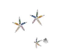 Paar Ohrstecker FIRETTI "Schmuck Geschenk Silber 925 Ohrschmuck Seestern", bunt (silberfarben, blau, grün, gelb, orange, violett, blau, grün, gelb, orange, violett), Ohrringe, Damen, Silber 925 (Sterl