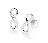 Paar Ohrstecker FIRETTI "Schmuck Geschenk Silber 925 Ohrschmuck Unendlichkeitsschleife/Infinity", silber (silberfarben, kristallweiß), Ohrringe, Damen, Silber 925 (Sterlingsilber), mit Zirkonia (synth