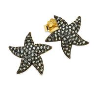 Paar Ohrstecker FIRETTI "Seestern-Optik Silber gelbgoldfarben vergoldet", gelbgoldfarben, schwarz, schwarz, Ohrringe, Damen, Silber 925 (Sterlingsilber), mit Zirkonia (synth.) (86062737-0) gelbgoldfar